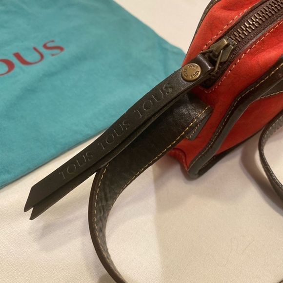 Tous Red Suede And Brown Leather Bag - Picture 14 of 15